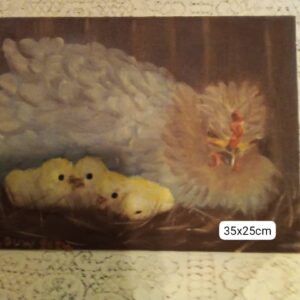 #8907 Skildery, Hen en kuikens op nes