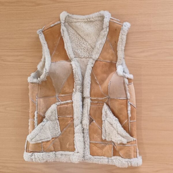 #0720 Brown patch leather sleeveless Jacket