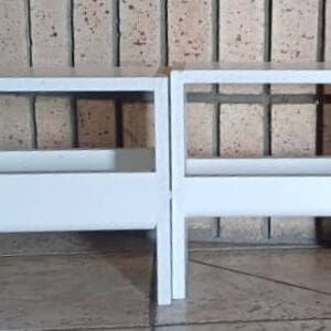 #0785 White Bedside Pedestals x 2