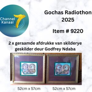 # 9220 - 2 Geraamde afdrukke van skilderye deur Godfrey Ndaba