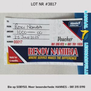#3817 N$1000- GESKENKBEWYS - RENOV NAMIBIë