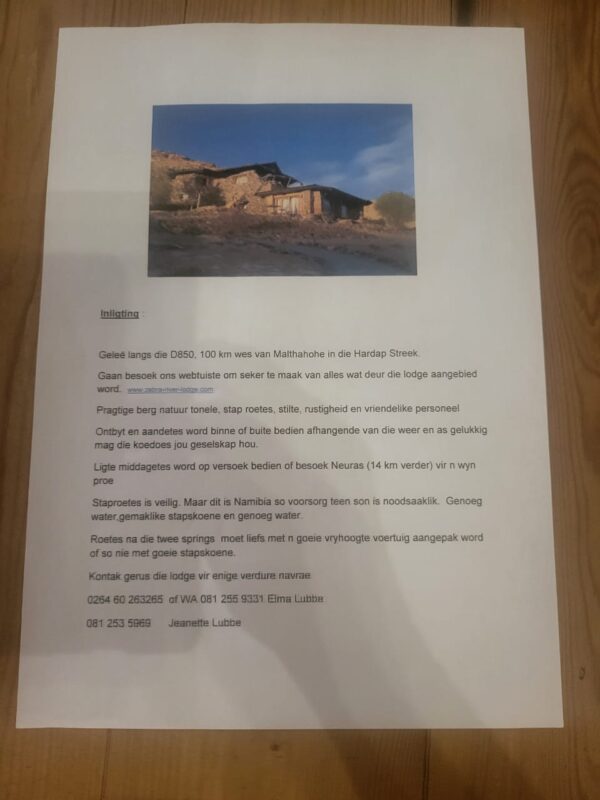 #3514 ZEBRA RIVER LODGE ACCOMMODA