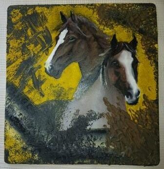 #9234 - Olieverf skildery op "hardboard" deur Alrina van Zyl (19,5 x 20,5cm) - Image 2