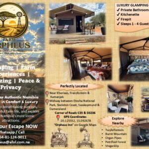 #2610: Orpheus Glamping 2 Pax, 2 nagte B&B OF 4 Pax 1 Nag B&B
