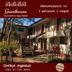 #2651: Akkommodasie vir 2 persone vir 2 nagte by Abba Guesthouse Opuwa B&B