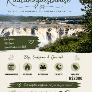 #2670: Akkommodasie by Ruacana Guesthouse vir 4 persone vir 2 nagte