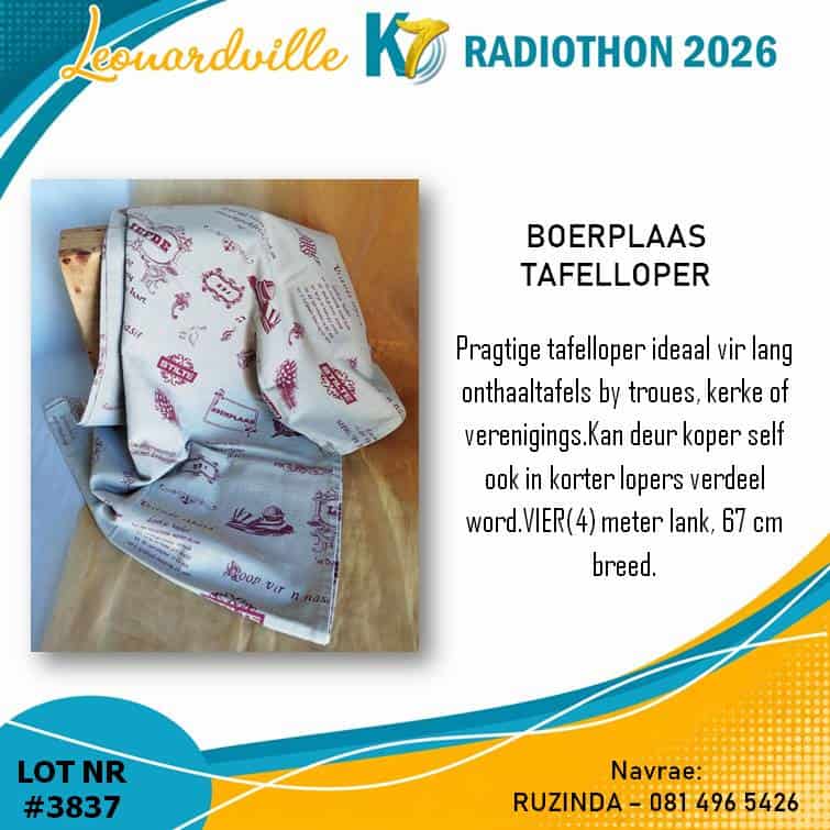 #3837 Boerplaas Tafelloper