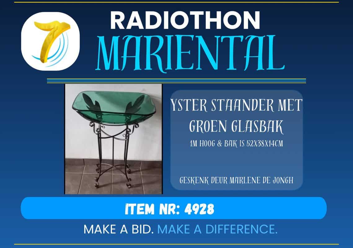 #4928 Yster Staander met Groen Glasbak