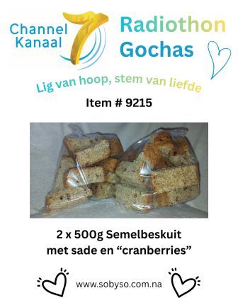 #9215 - 2 x 500g Semelbeskuit met sade en cranberries