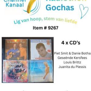 #9267 - 4 CD's - Piet Smit & Danie Botha; Kersfees met Rina Hugo & Gè Korsten; Louis Brittz; Juanita du Plessis