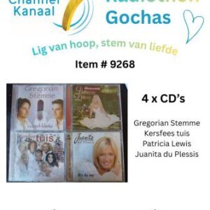 #9268 - 4 CD's - Gregorian Stemme; Patricia Lewis; Kersfees tuis; Juanita du Plessis (2 CD's!!)