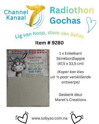 #9280 - 1 x Enkelkant skinkbordlappie (ongeveer 47,5 x 33,5 cm)