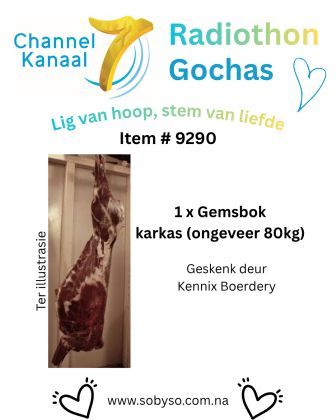 #9290 - 1 x Gemsbok Karkas (ongeveer 80kg)