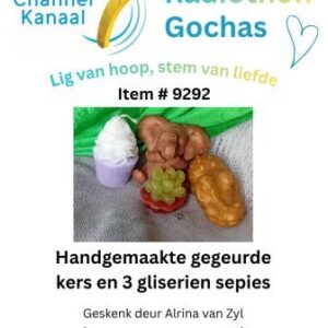 #9292 - Handgemaakte gegeurde kers en 3 gliserien sepies
