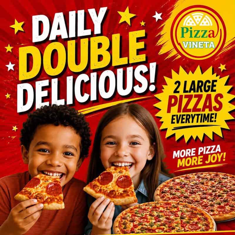 #7739 Double Delicious Favorites Pizza, Pizza at Vineta