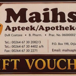 #5926 Maihs Apteek Geskenkbewys Waarde:N$1000