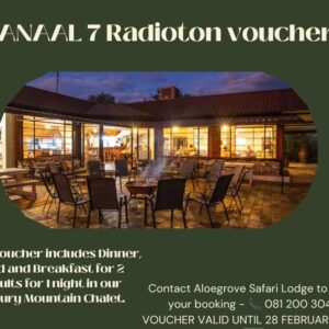 #5927 Aloegrove Safari Lodge Verblyfbewys vir 2 Waarde:N$5000