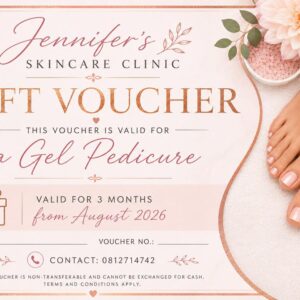 #5951 Jennifers Skincare Clinic – Gel Pedikuur Geskenkbewys Waarde:N$450