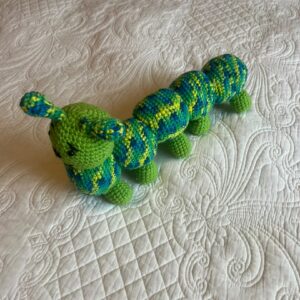 #7805 Handwerk, Handgemakte Wol wurm drie kleure (groen, geel en blou)